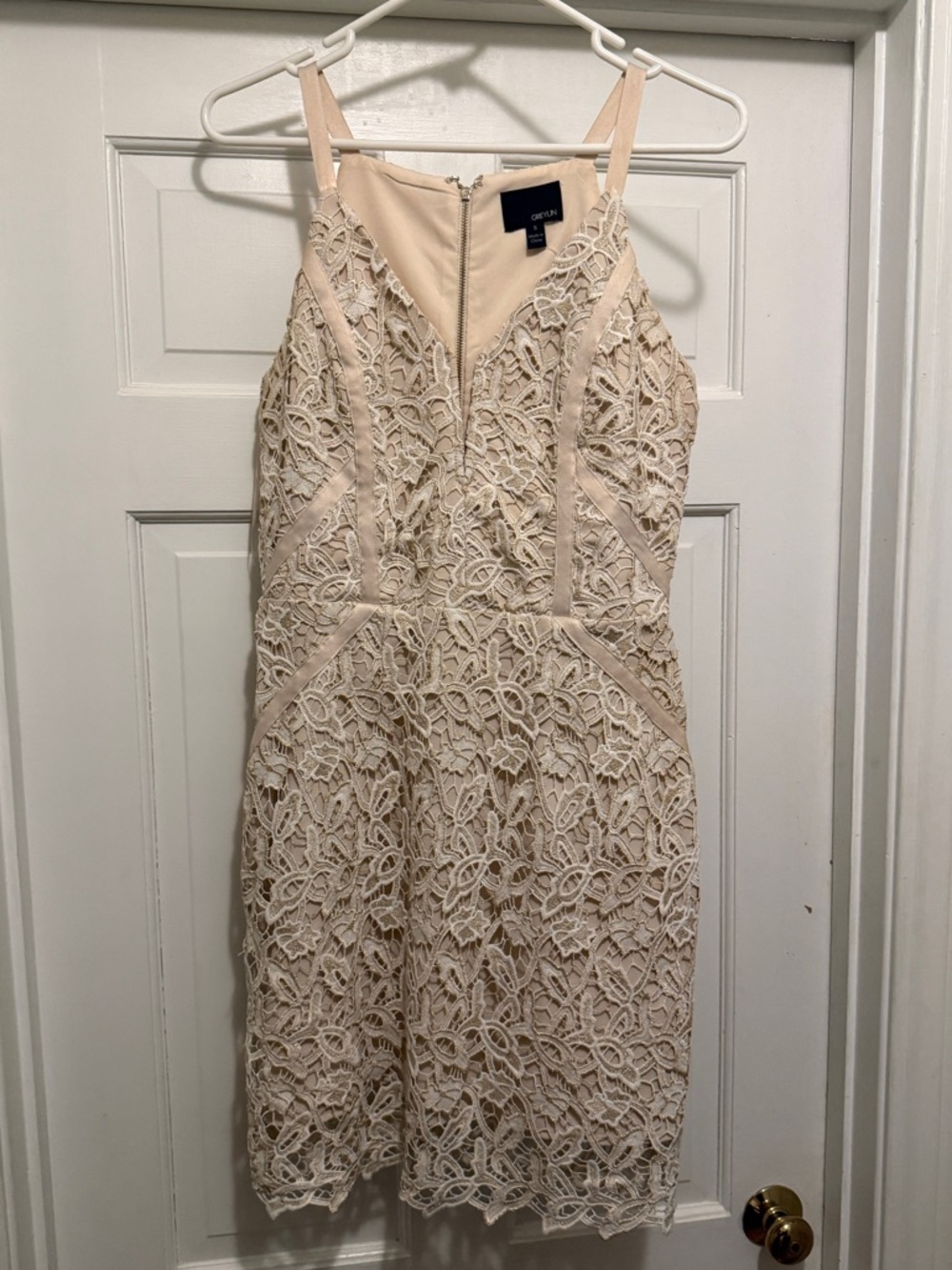 Greylin Ivory Lace Sleeveless Sheath Dress